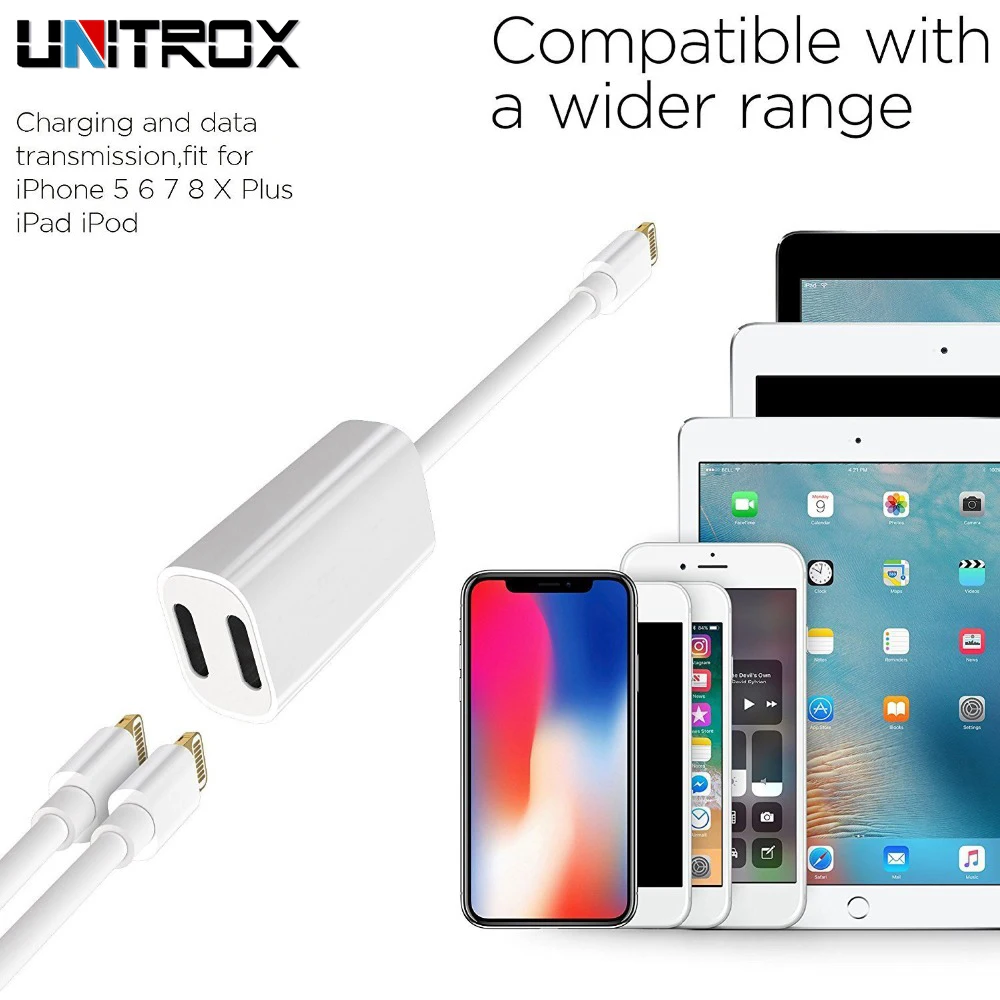 Kopen 2 in 1 Dual Licht ning Vrouwelijke Hoofdtelefoon Aux Audio Lading Splitters Data Sync Adapter Kabel Voor iPhone X 8 7 6 iOS 12.1 iPad iPod