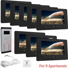 For 8 Apartments Home Security Video Door Phone Intercom Doorbell Camera With 7″lcd Monitor IR Camera In Stock!