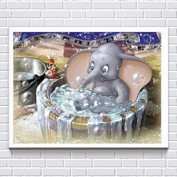 

5D DIY Diamond Embroidery Cute Elephant Bath Picture Mosaic Pattern Diamond Painting Cross stitch Home Decor Mural F76