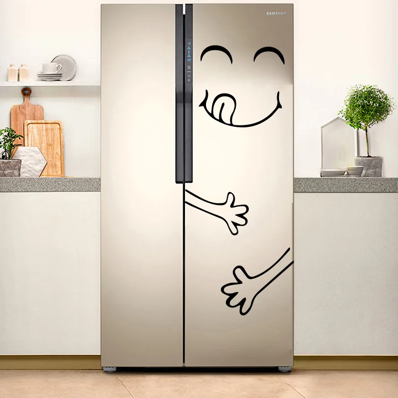 Funny fridge sticker Happy Delicious Face Kitchen decoration Wall Stickers
