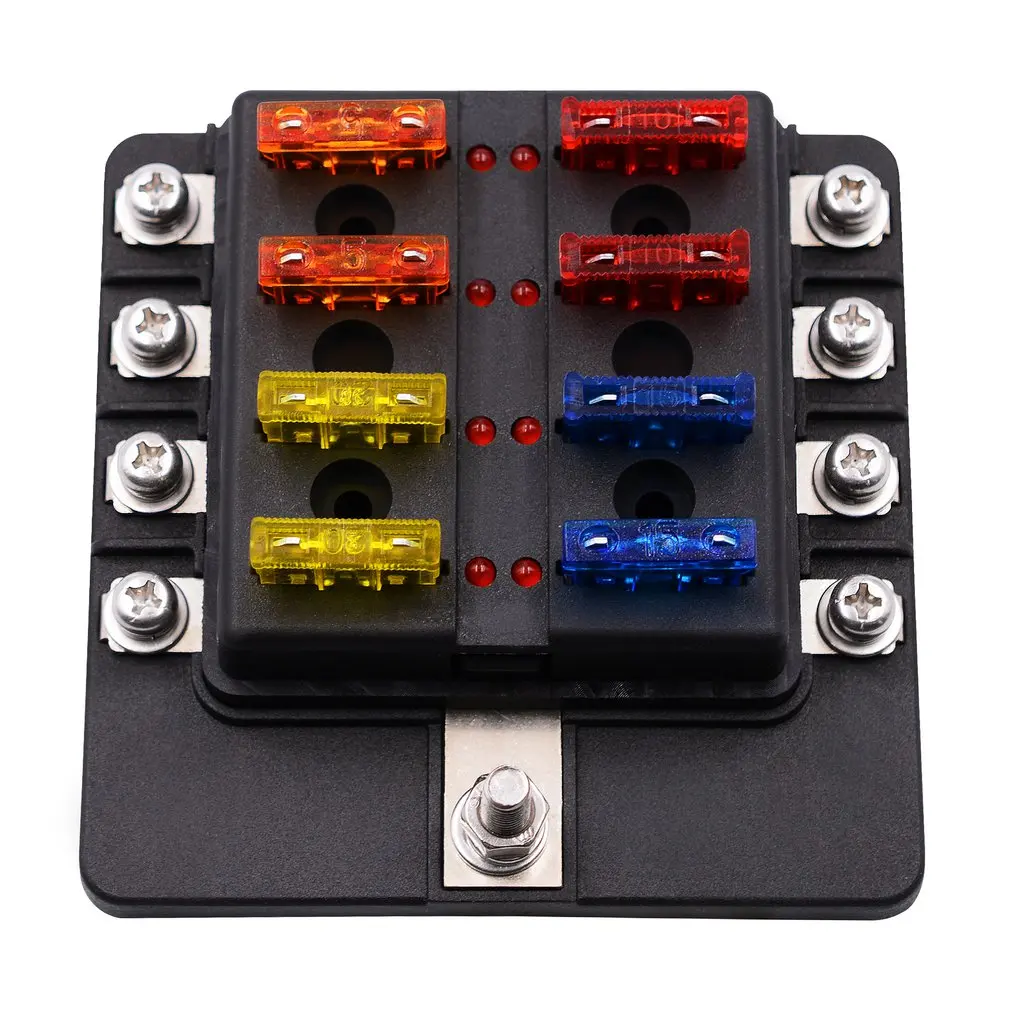 

Car Modification 1 Input And 8 Output Fuse Box With Led Indicator Base Insert Type Screw Terminal Block Set 12-30v