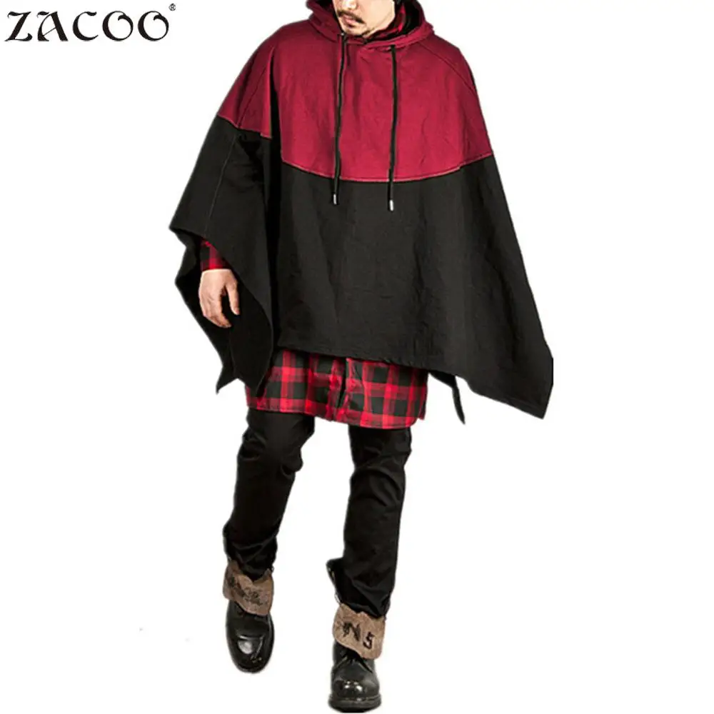 ZACOO Mens Hooded cloak Hoodies Sweatshirts Fashion Simple Hooded Cloak