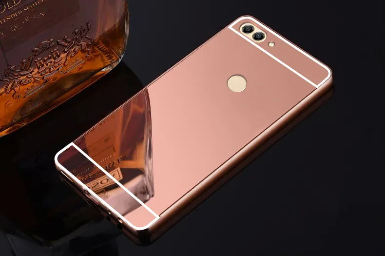 huawei snorkeling case Fashion Luxury Rose Gold Mirror Cases For Huawei Enjoy 7S Alumimum Metal Frame shell Back Cover for Enjoy 7S waterproof case for huawei