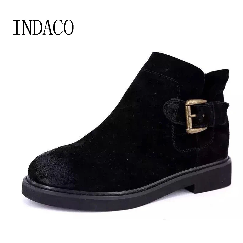 

Women's Leather Boots Winter Boots for Women Ankle Boots Thick Heel Zipper Boots Black Brown