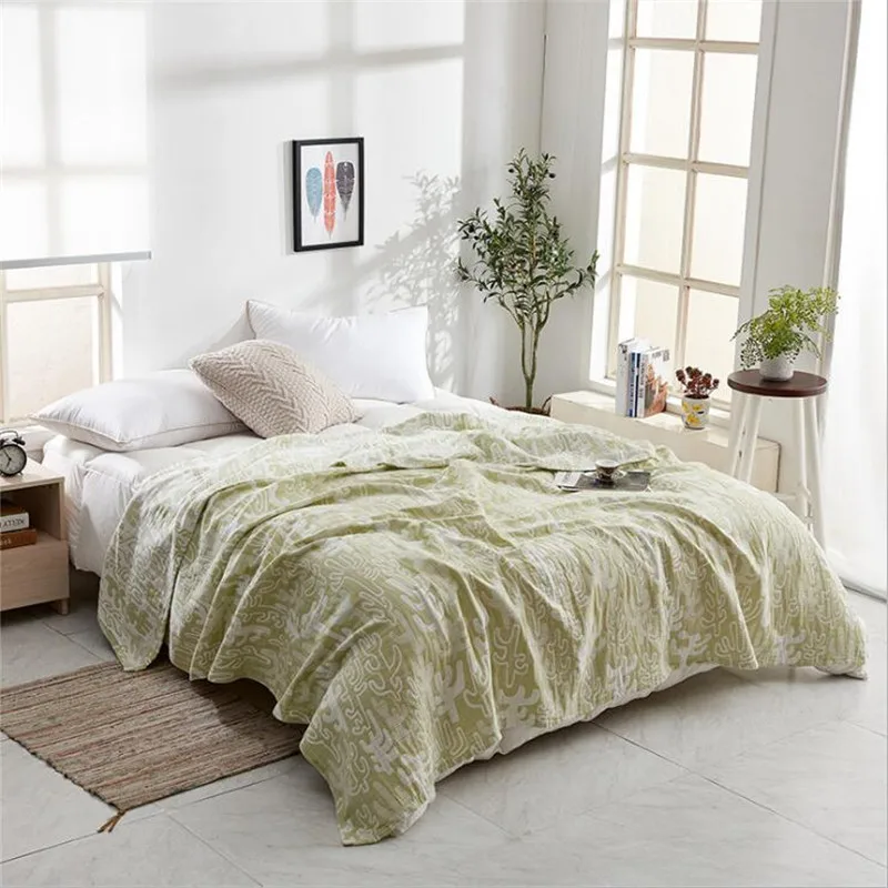 200*230cm 3 layers Muslin Lightweight Summer Blanket for Bed Sofa Combed Cotton Quick Dry Throw Blankets Bed Coverlet sheet - Цвет: 200x230cm