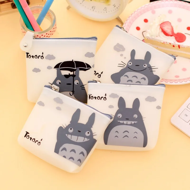 1 Pcs Men & Women Cute Cartoon Coin Purse Wallet My Neighbor Totoro Silicone Jelly Keychain Bag Transparent Card Holder