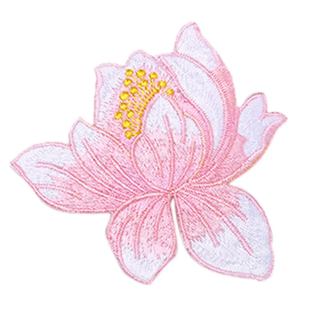 1 PC Lotus Flower Applique Clothing Embroidery Patch Sticker Iron On