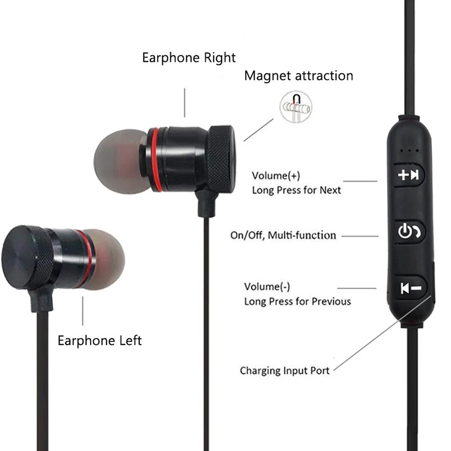 Magnetic music bluetooth earphone Y10 sport running wireless bluetooth headset with Mic For iPhone 8 X 7 Xiaomi 009