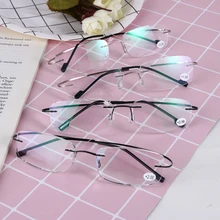 1PC Ultralight Titanium Rimless Rectangular Reading Glasses Memory Titanium Spectacles Eyeglass Elder Health Care Tools
