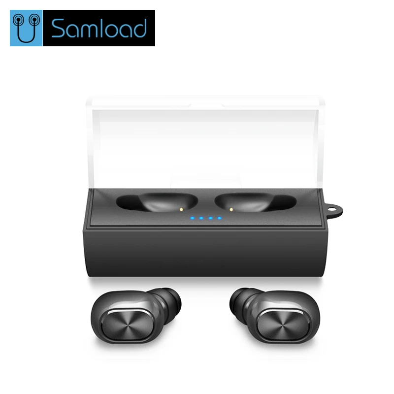 

Samload Binaural Bluetooth Earbuds Mini TWS Stereo Wireless Sports Earbuds In-Ear Earphone with Mic+Portable Charging Box
