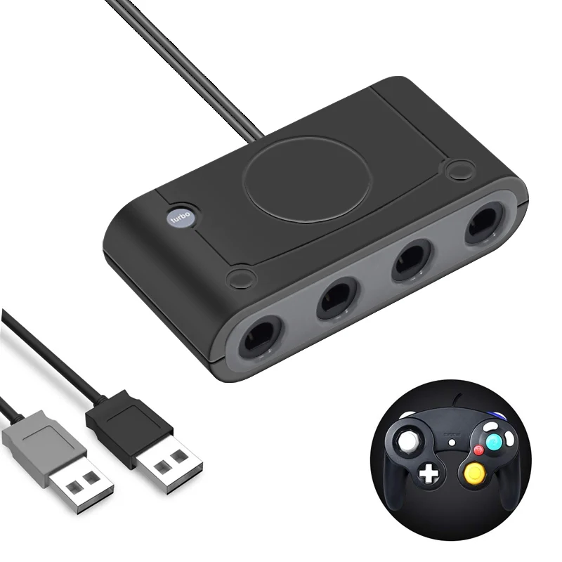 

Wholesale 4 Ports For Gamecube GC Controllers USB Adapter Converter for Nintendo W-I U PC Gamepad for PC Game Accessory