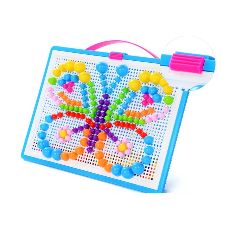 

296Pcs Color Mushroom Nail Puzzle Toys 3D Mosaic Picture Puzzle Toys Children Learning Educational Toys interaction Games