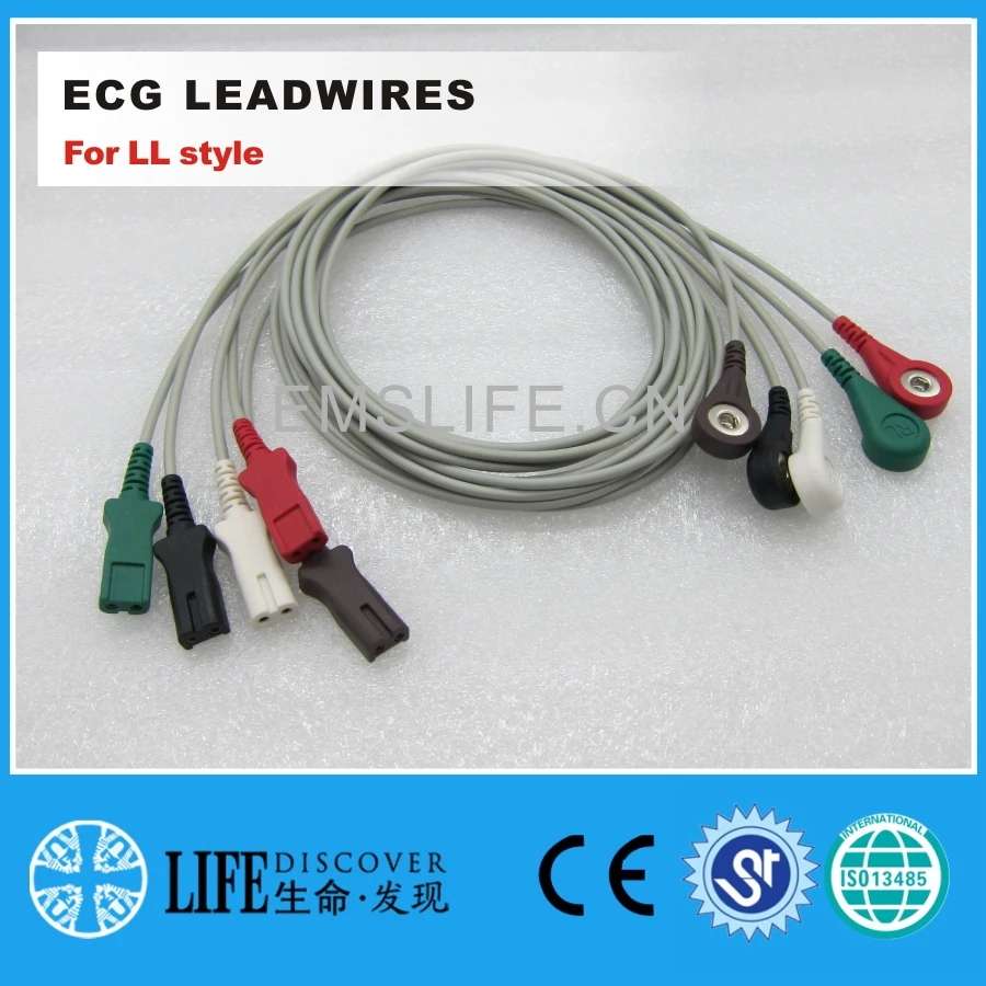 

ECG 5-lead wires with snap for LL style