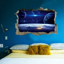 3D Star Universe series Broken wall stickers for kids baby rooms bedroom home decoration decals mural poster sticker on the wall