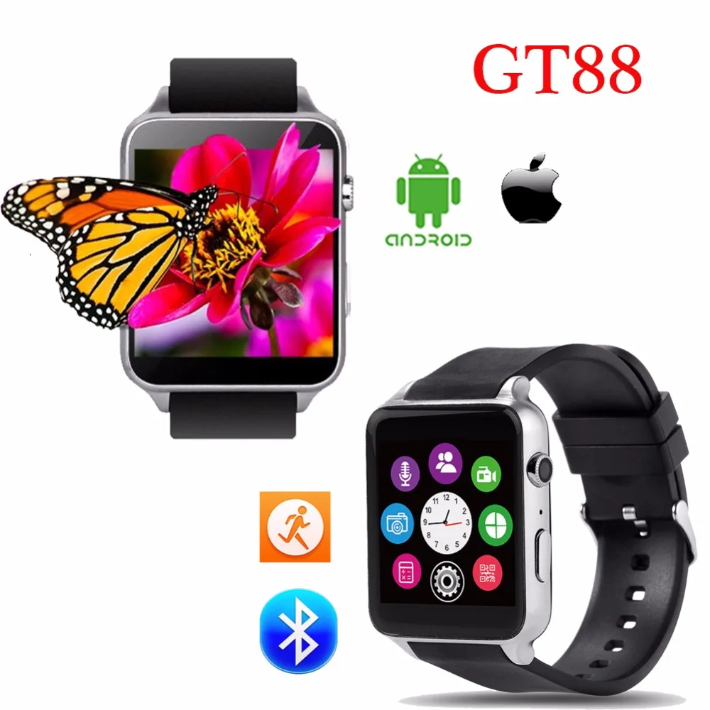 100 Original Heart Rate Monitor Bluetooth Smart watch GT88 with camera Support SIM TF Card For