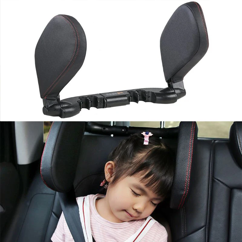 

Universal Headrest Car Seat Head & Neck Support Pillow Both Sides Leather