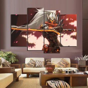 

4 Piece Yasuo The Exile Source Plan Skin Canvas Art HD Wall Painting for Home Decor League of Legends Game Poster