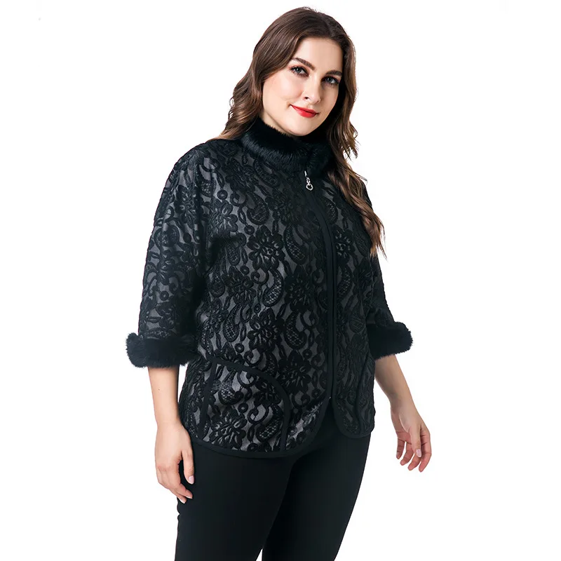 TUHAO Plus Size 7XL 6XL Women's Faux Fur Coats Office Lady Elegant Good Quality Jackets Vintage Mother Bat Sleeve Fur Coats ZPZ
