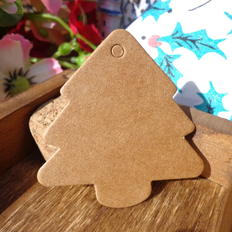 100pcs Christmas Tree Shape Bookmark Blank Kraft Gift Tags Price Label