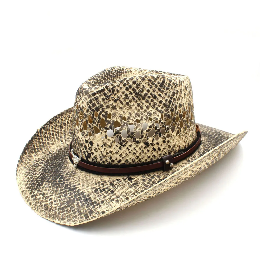Fashion Women Men Straw Western Cowboy Hat Handmade Weave Lady Dad