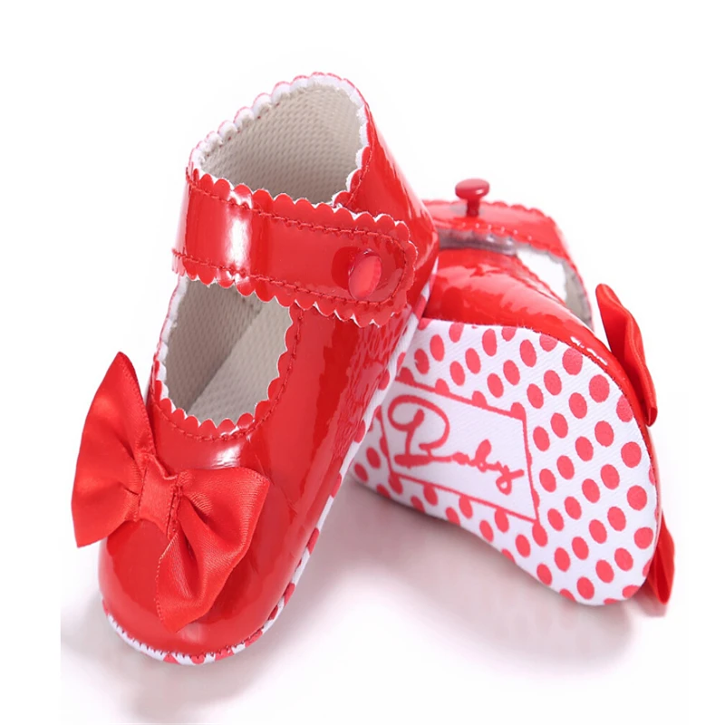 Обувь для маленьких девочек; обувь принцессы из искусственной кожи с бантом; обувь для малышей с пряжкой; танцевальные балетки; Рождественский подарок - Цвет: as the picture shows