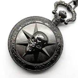 Новое поступление черный металлический крест Fire Skull кросс огонь часы карманные Цепочки и ожерелья подвеска подарок для Для мужчин Для