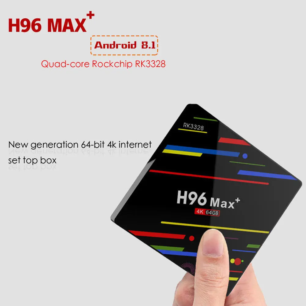 Новый H96 Max + Smart tv Box Android 8,1 Четырехъядерный 4 к 4 Гб 64 Гб WiFi HD RK3328 медиа