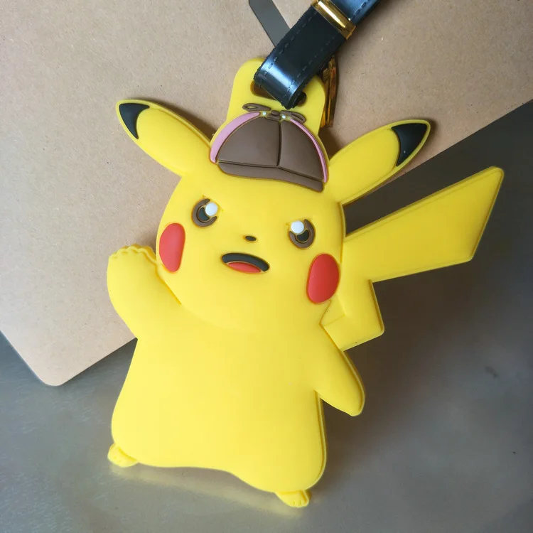 Anime Pokemon Gengar Pikachu PVC key chain Piplup Charmander Squirtle cute funny soft rubber luggage tag boarding pass bag tags