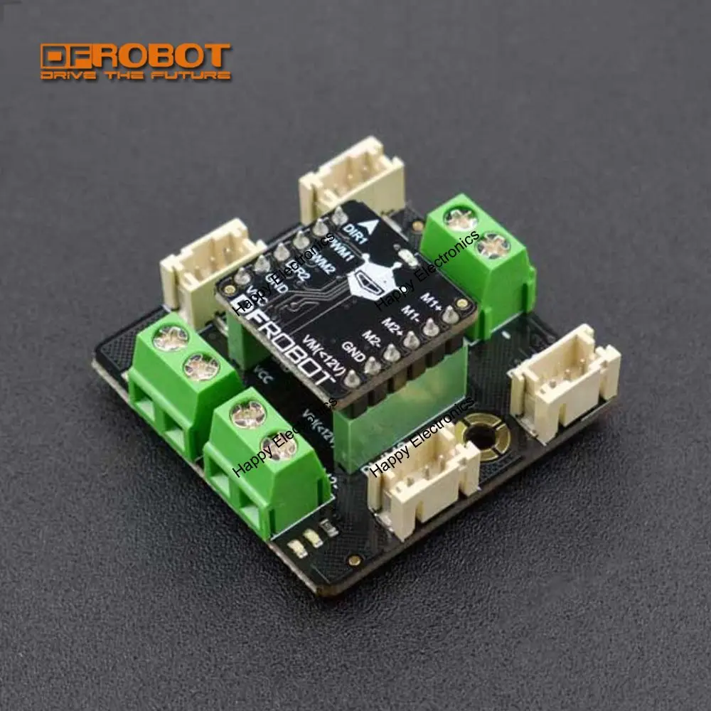 

DFRobot micro dual 2x1.2A DC Motor Driver with Gravity Connector, TB6612FNG chip four pins to drive 2 motors L298N control logic