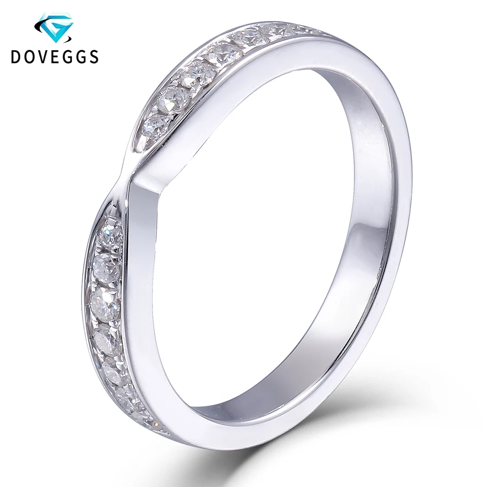 

DovEggs Elegant Platinum Plated Silver Heart and Arrow Cut Moissanite Diamond Half Eternity Anniversary Wedding Band Ring