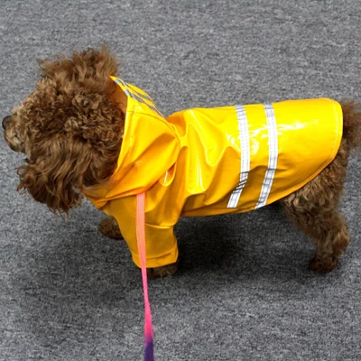Водонепроницаемый дождевик для собак, светоотражающая полоска, одежда для домашних животных для маленьких собак, повседневная куртка с капюшоном, летняя одежда для щенков дождевые пальто, Комбинезоны - Цвет: Yellow