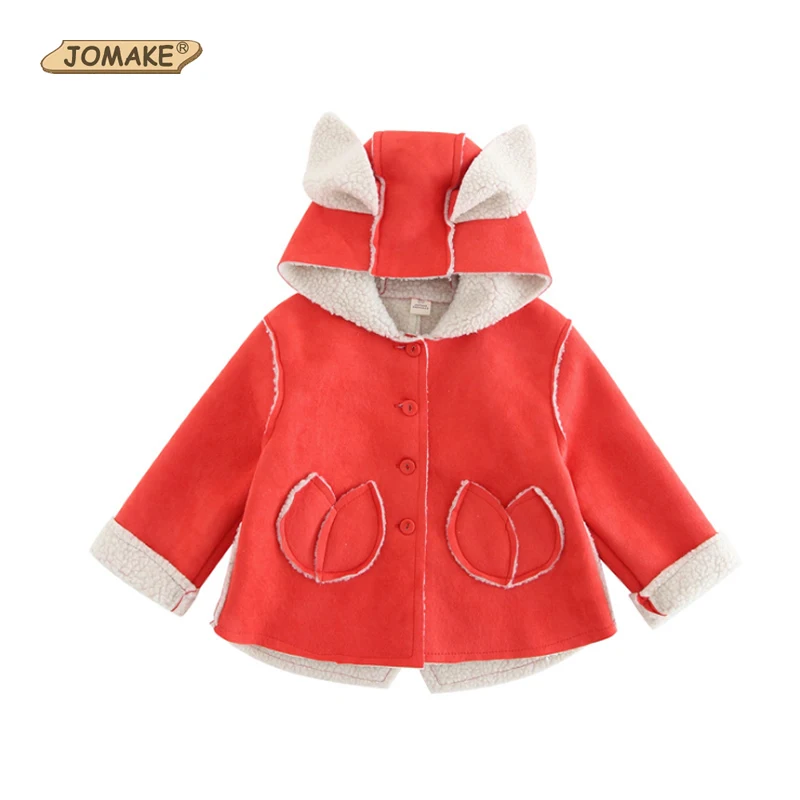 JOMAKE Children Outerwear&Coats New Autumn Winter Baby Clothes Ears Hooded Fleece Suede Jackets