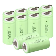 Абсолютно 15 шт набор Sub C SC аккумулятор 1,2 V 1300mAh Ni-Cd NiCd аккумуляторная батарея 4,25 CM* 2,2 CM-зеленый цвет