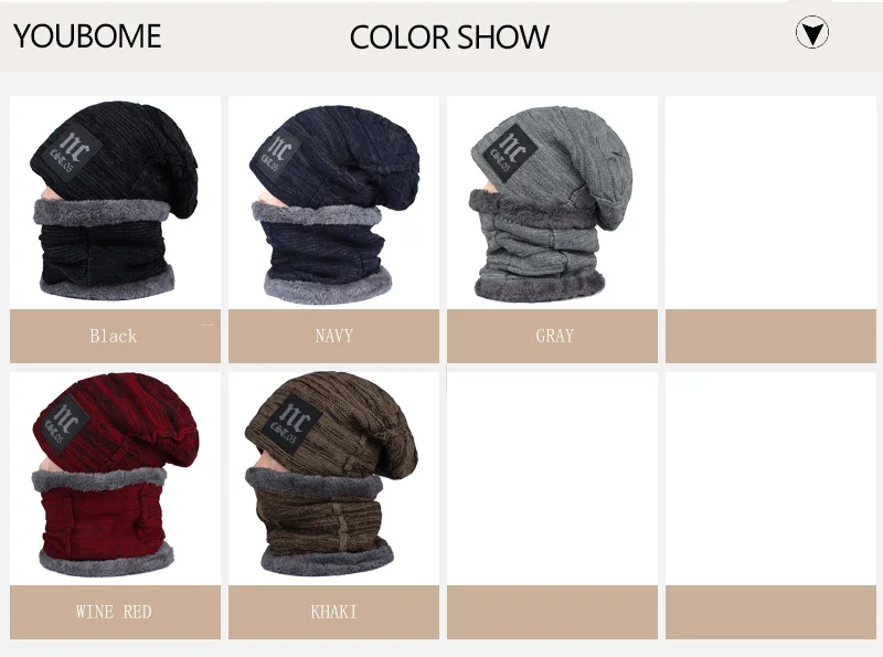 YOUBOME модная зимняя в стиле бини вязаная шапка шарф женские зимние шапки для мужчин и женщин Skullies Beanies мешковатые теплые шапки для девочек