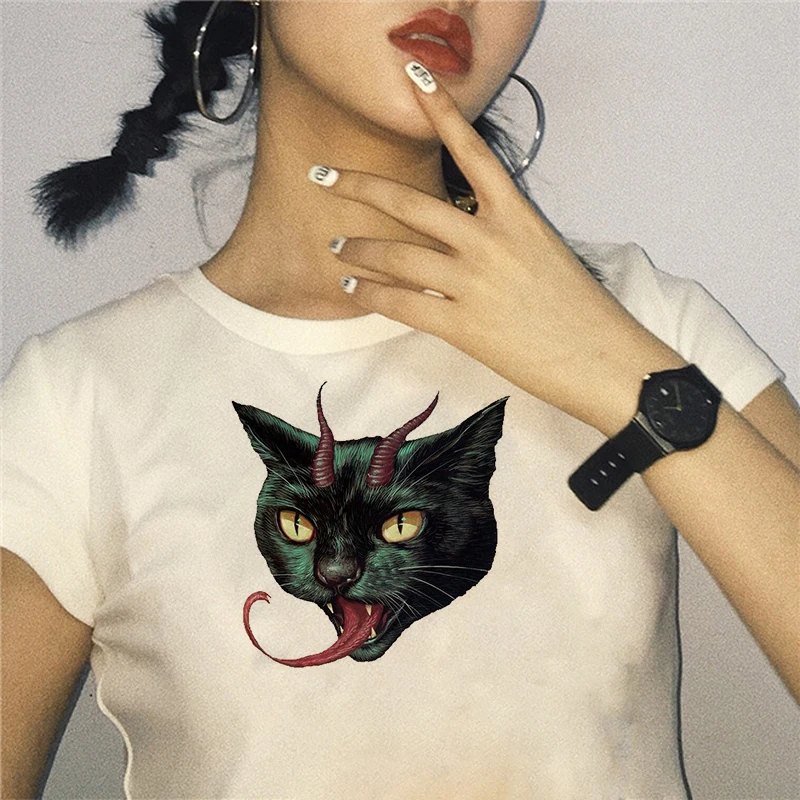 2019 женская футболка хлопковая белый топ Camisetas свободная короткий рукав короткая