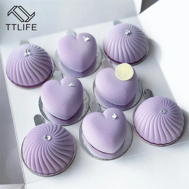 

TTLIFE 8-Hole Silicone Chocolate Mousse Cake Mold Ice Cream Pudding Mould Tray Confectionery Pastry Pan Dessert Baking Tools