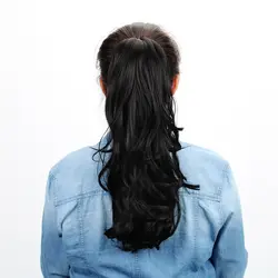 18 "синтетические волосы на клипсах парик с длинными волосами коготь клип в хвост Расширения Длинные Волнистые хвост пряди человеческих