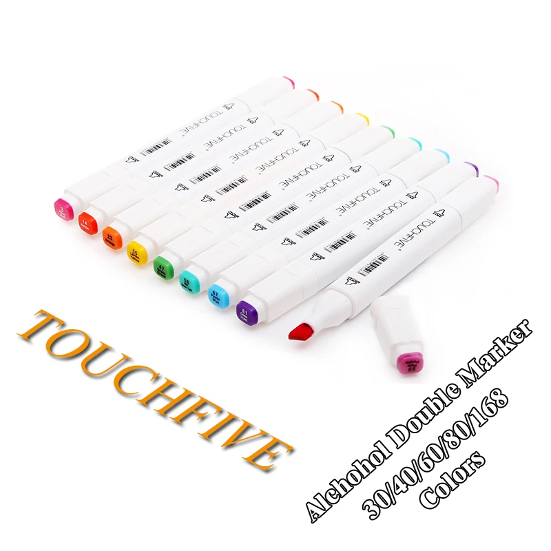 Touchfive 30/40/60/80/168Colors pen Art Markers Set Dual Head Sketch Markers Watercolor Brush Pen For Drawing Animation Manga