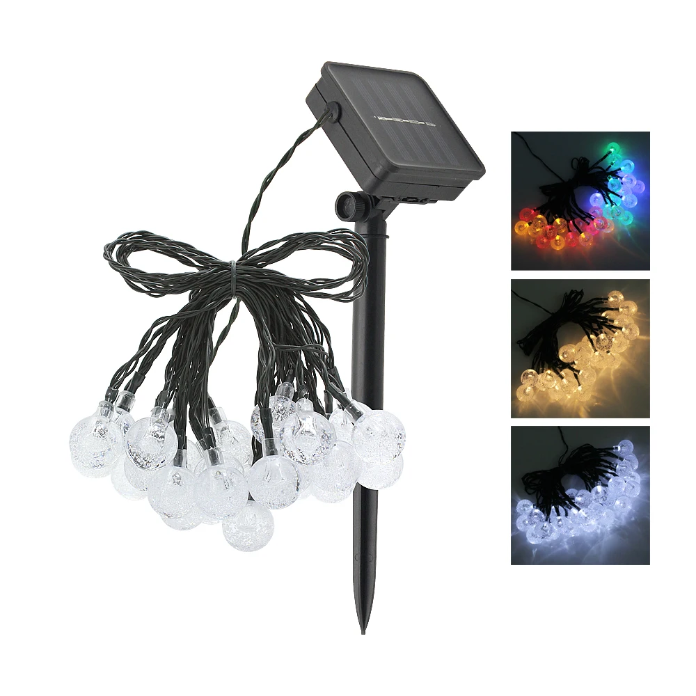 

Outdoor 5M 6M Flash Solar Lamp Crystal Ball LED String Lights Waterproof Fairy Garland For Garden Christmas Wedding Decoration