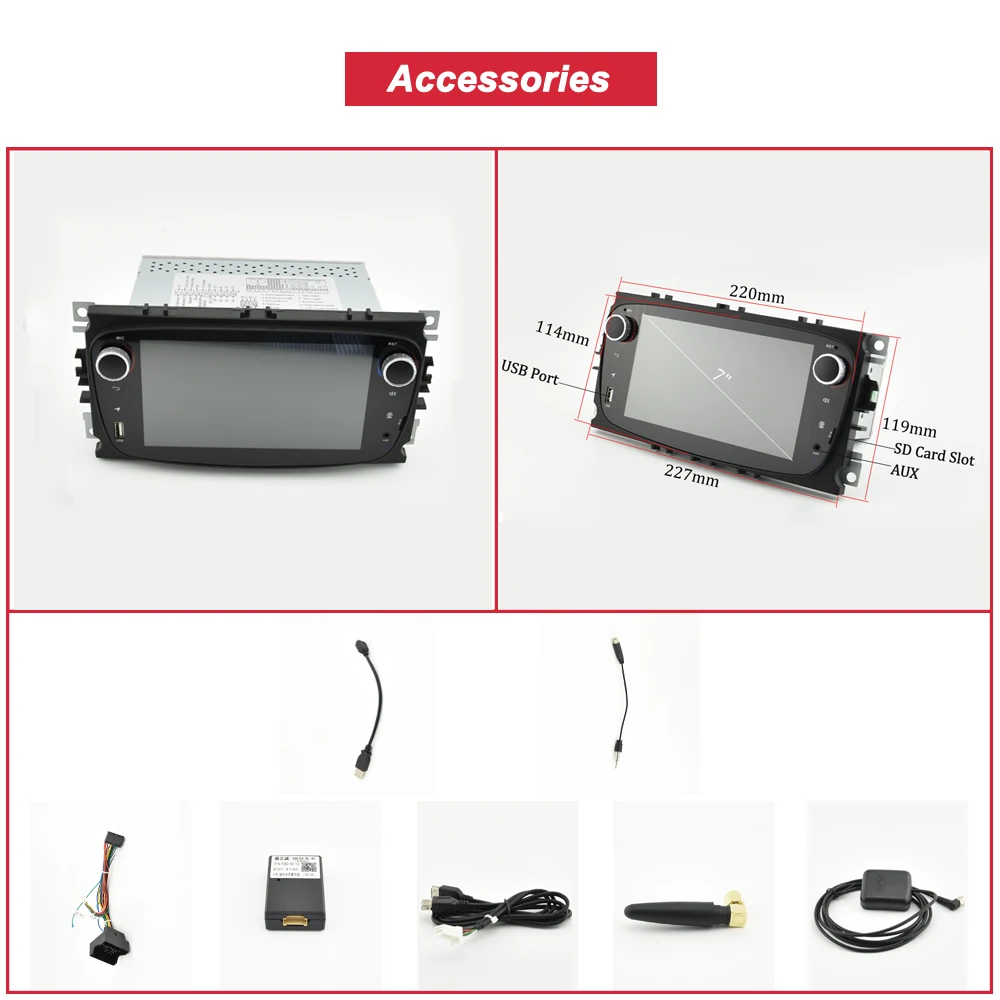 Perfect Bonroad 2din Android 8.1.0  Car Multimedia Player For Focus/S-MAX/C-MAX/Galaxy Car DVD GPS Wifi GPS Navigation Radio FM RDS BT 4