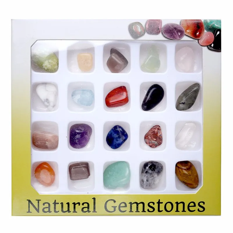 Sunligoo 20x мини-ассорти из натурального камня, камни, авантюрин, обсидиан, агат, бусины, чакра, Целебный Камень «reiki», Декор - Цвет: As Picture
