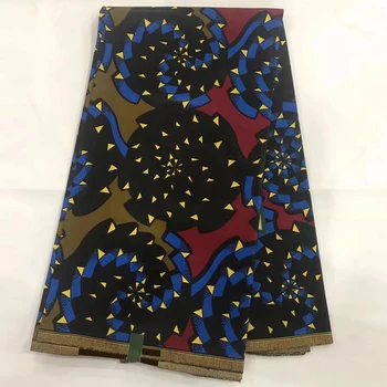 

New African Fabrics, Guaranteed Wax, Blue&black Nigeria Wax For Dress African Wax Fabric 6 Yards LSCW-250