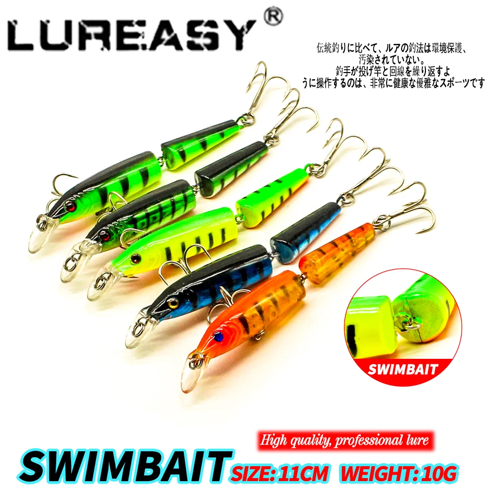 2019 LUREASY Crankbait الصيد إغراء المتذبذب نابض بالحياة 11 سنتيمتر/10G 2 الجزء Swimbait الصلب الطعم الاصطناعي الطعم أسماك الصيد الطعم