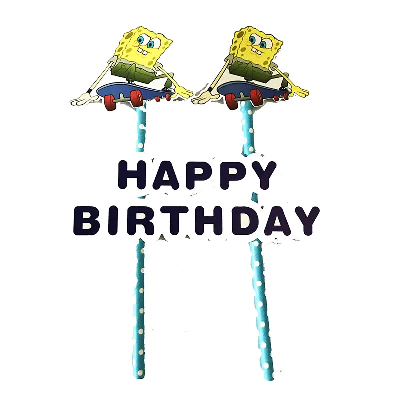 

1set/pack SpongeBob theme cake topper SpongeBob theme cake decorations SpongeBob theme birthday cake flags