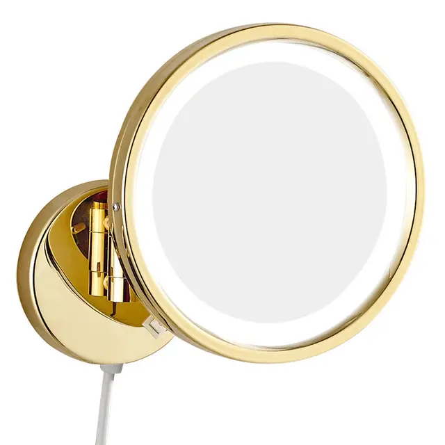 $US $105.00  GuRun Vanity Lighted Gold Makeup Mirror with Electrical Plug Double sided 360 Degree Swivel Extenda