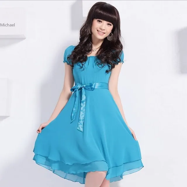 Summer Dress Korean Casual Style slim empire waist O neck ...