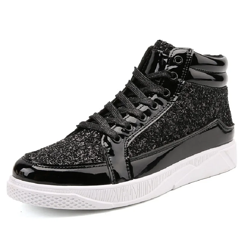 

Autumn Spring Designer Men Flats Gold Silver Sequins Shiny Designer Shoes For Men Bling Shoes Men gold silver black 39-45