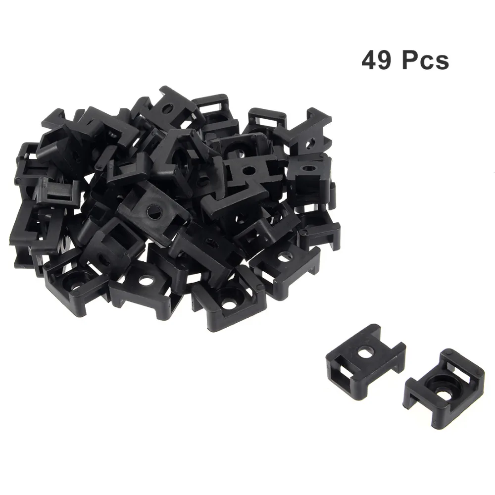 Uxcell 49Pcs/lot 9mm Hole Width HC-2S Black Cable Tie Mount Base Saddle Type Wire Holder Nylon 5mm Screw Hole 23x16x10mm