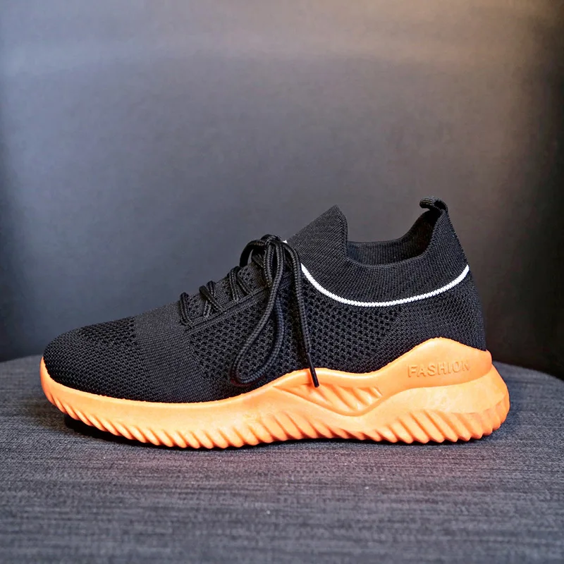 

Luxury Women's Shoes 2019 New Casual Fashion Sneaker Flat Platform Flyknit Stretch Fabric Ladies Shoes Mesh Lace-up High Quality