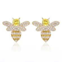 XIUMEIYIZU, модные ювелирные изделия, серьги-гвоздики в форме милой пчелы, серьги с микро кубическим цирконием для детей, девочек, женщин